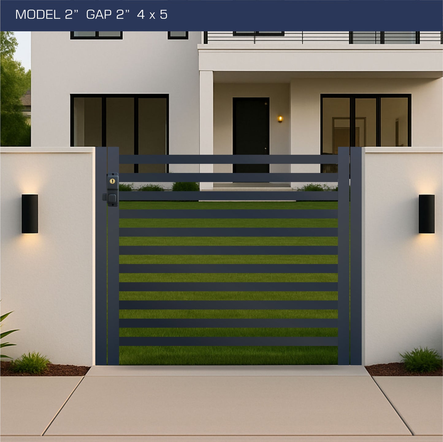 Gate - Aluminum Horizontal Fences - 2" Slat Design
