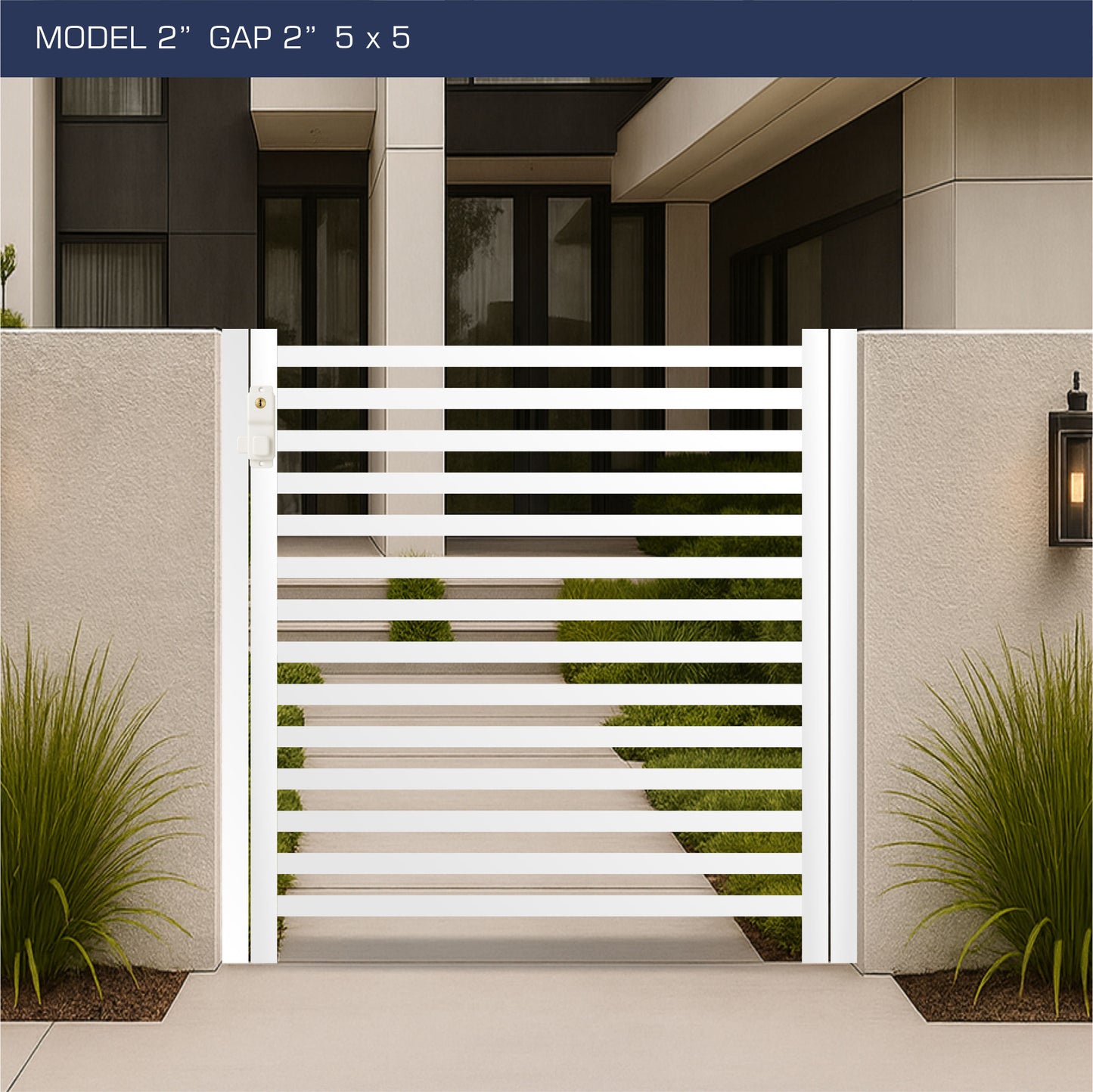 Gate - Aluminum Horizontal Fences - 2" Slat Design