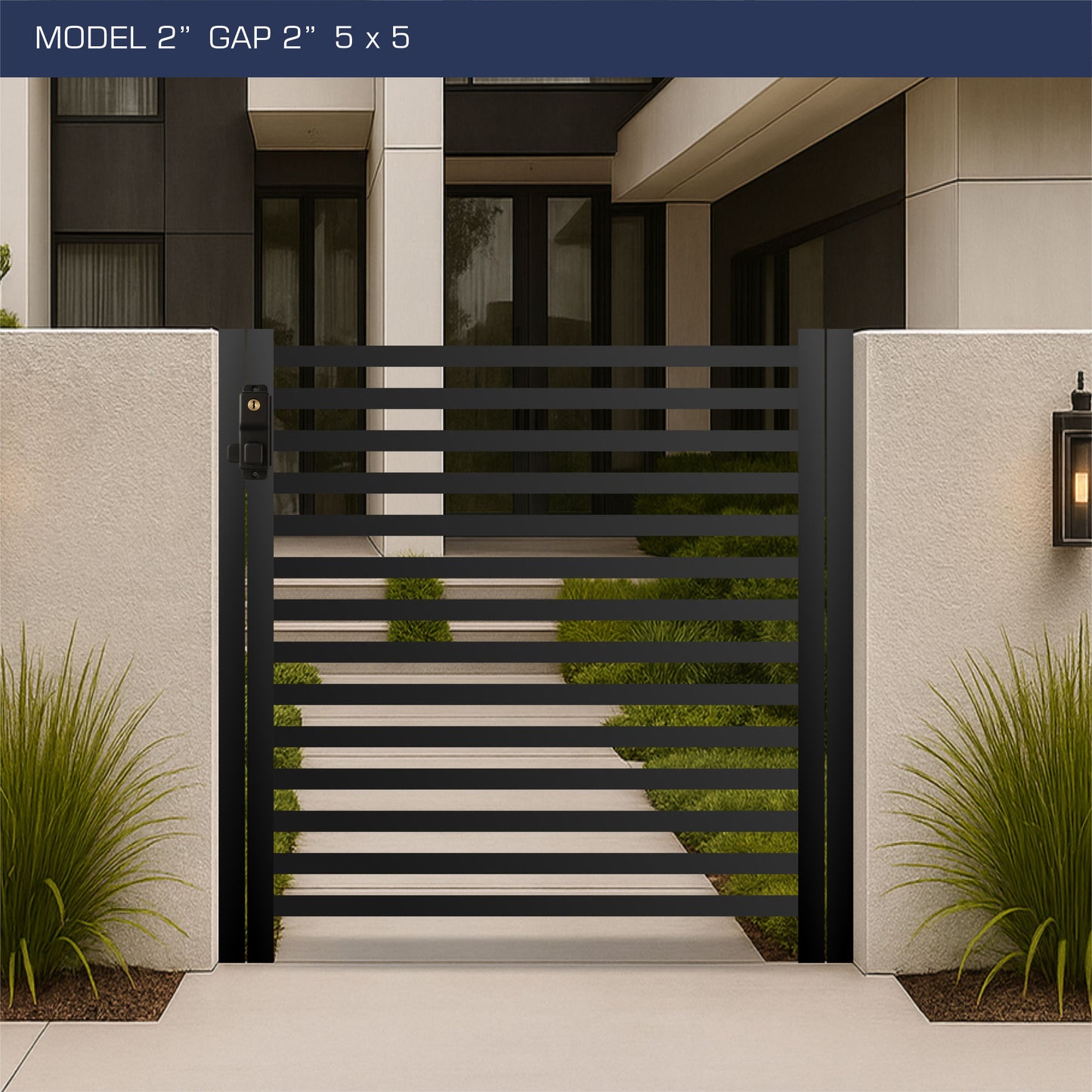 Gate - Aluminum Horizontal Fences - 2" Slat Design