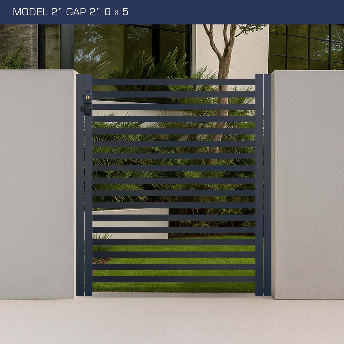 Gate - Aluminum Horizontal Fences - 2" Slat Design