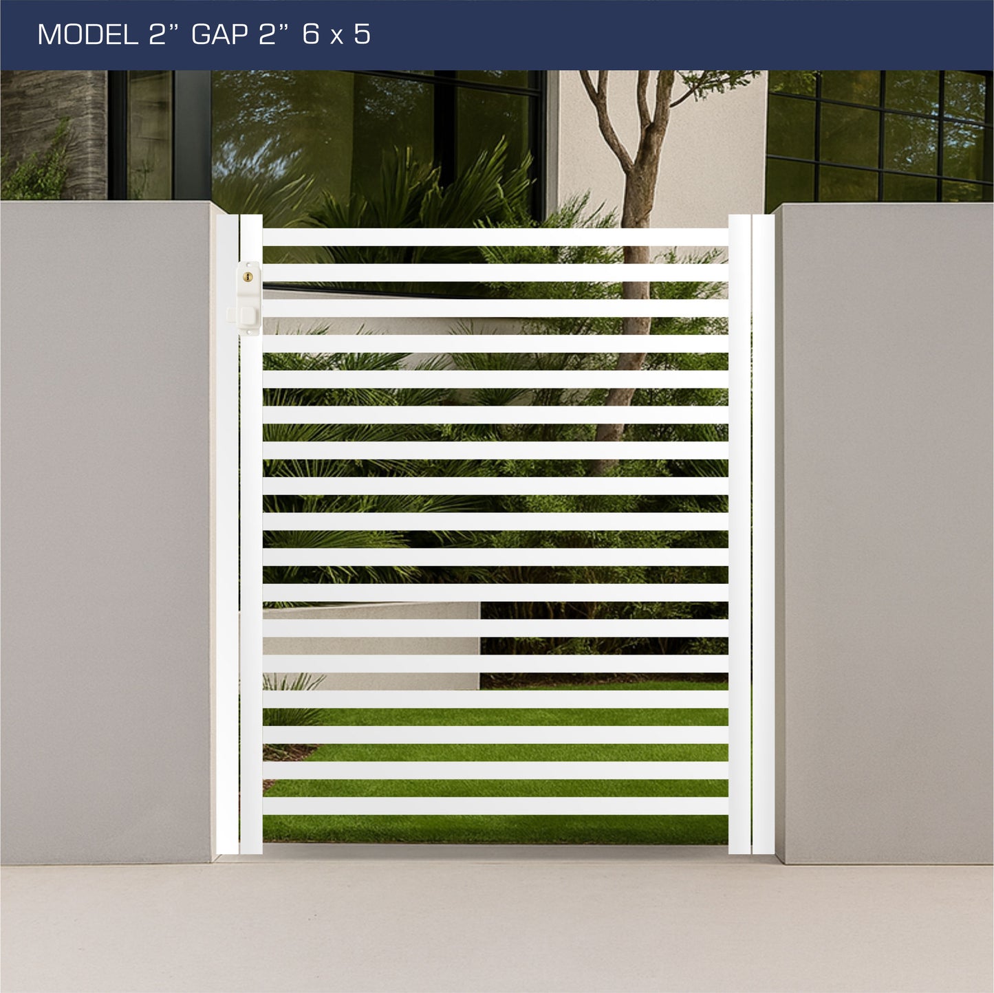 Gate - Aluminum Horizontal Fences - 2" Slat Design