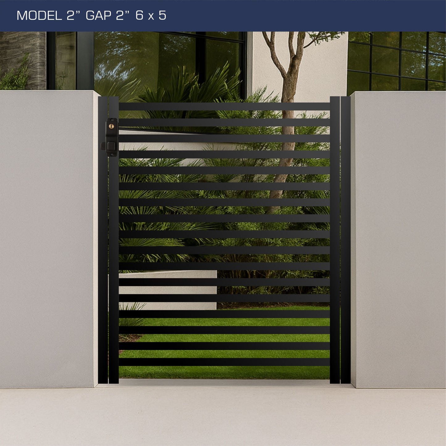 Gate - Aluminum Horizontal Fences - 2" Slat Design