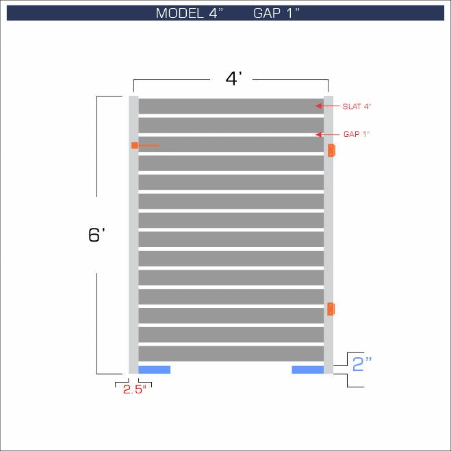 Gate - Aluminum Horizontal Fences - 4" Slat Design