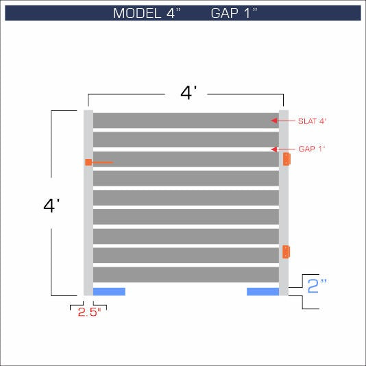 Gate - Aluminum Horizontal Fences - 4" Slat Design