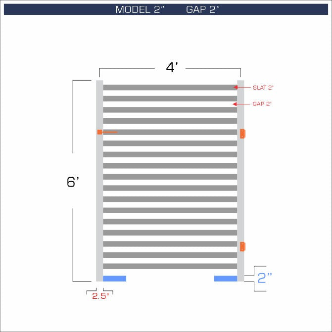 Gate - Aluminum Horizontal Fences - 2" Slat Design