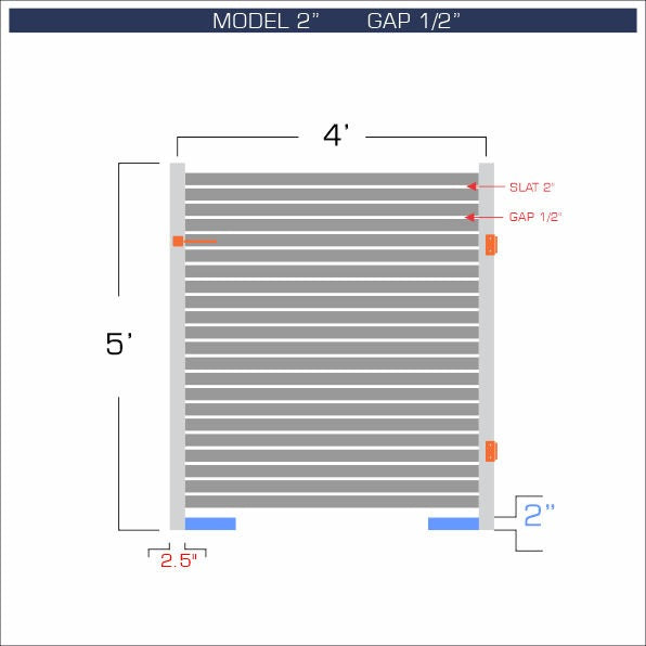 Gate - Aluminum Horizontal Fences - 2" Slat Design