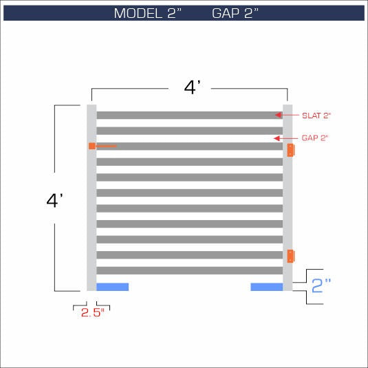Gate - Aluminum Horizontal Fences - 2" Slat Design