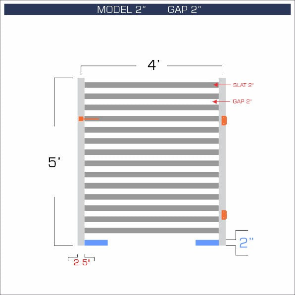 Gate - Aluminum Horizontal Fences - 2" Slat Design