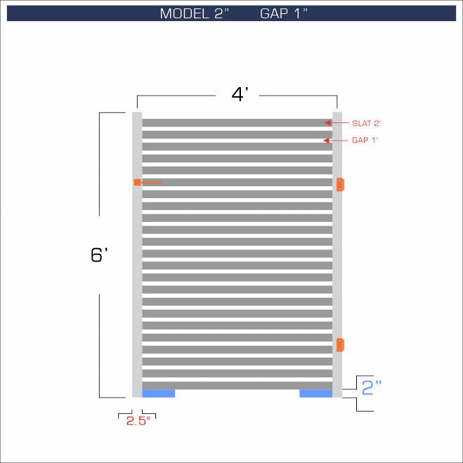 Gate - Aluminum Horizontal Fences - 2" Slat Design