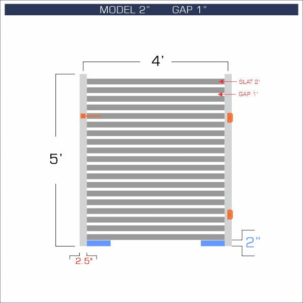 Gate - Aluminum Horizontal Fences - 2" Slat Design