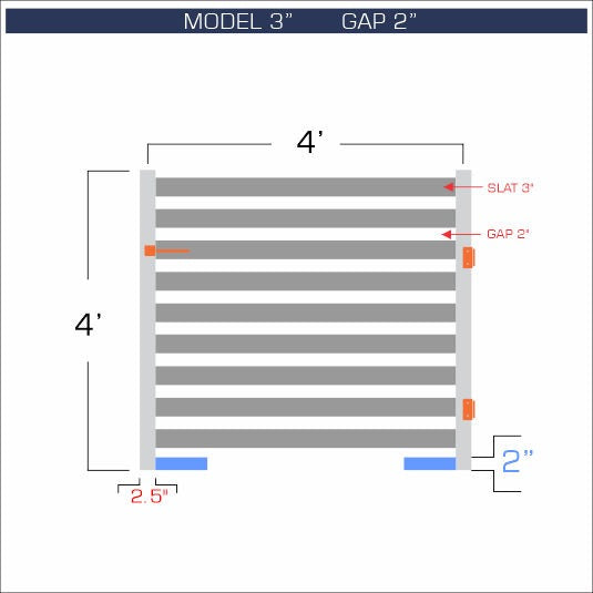 Gate - Aluminum Horizontal Fences - 3" Slat Design