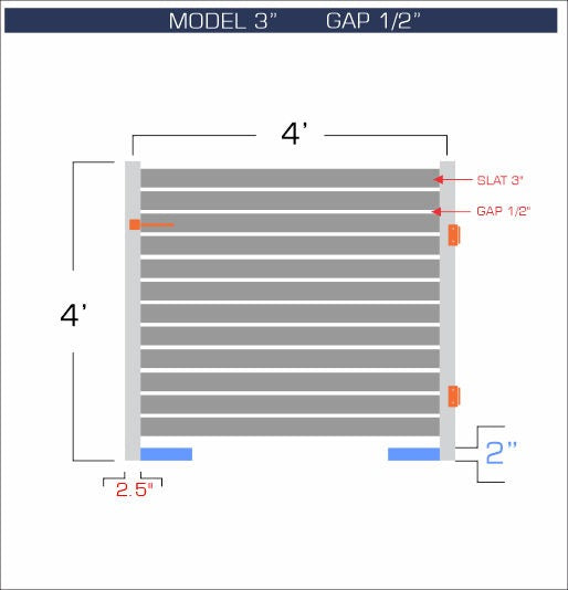 Gate - Aluminum Horizontal Fences - 3" Slat Design