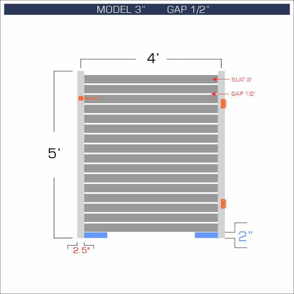 Gate - Aluminum Horizontal Fences - 3" Slat Design
