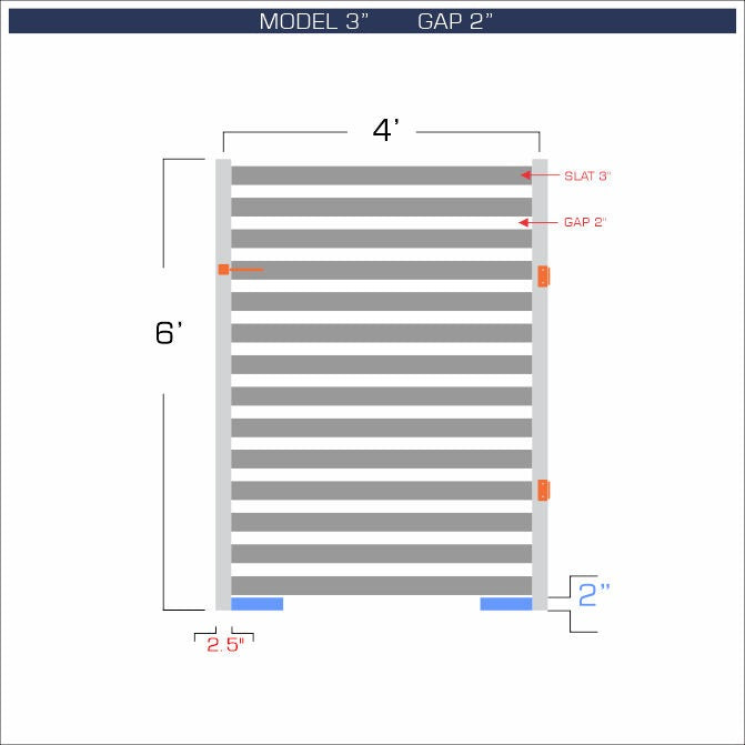 Gate - Aluminum Horizontal Fences - 3" Slat Design