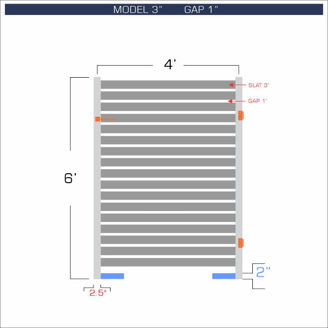 Gate - Aluminum Horizontal Fences - 3" Slat Design