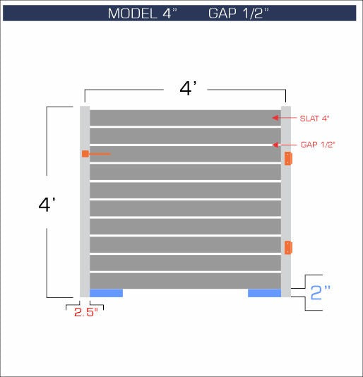 Gate - Aluminum Horizontal Fences - 4" Slat Design