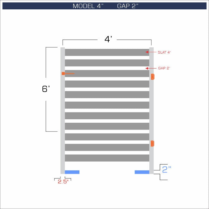 Gate - Aluminum Horizontal Fences - 4" Slat Design