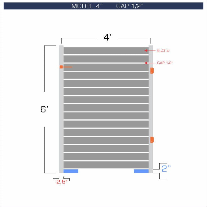 Gate - Aluminum Horizontal Fences - 4" Slat Design
