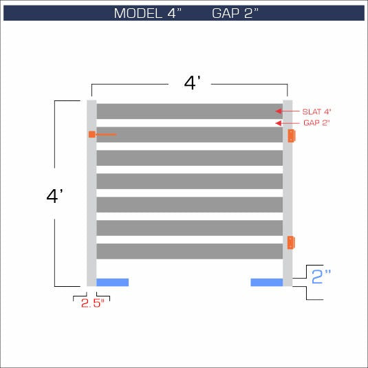 Gate - Aluminum Horizontal Fences - 4" Slat Design