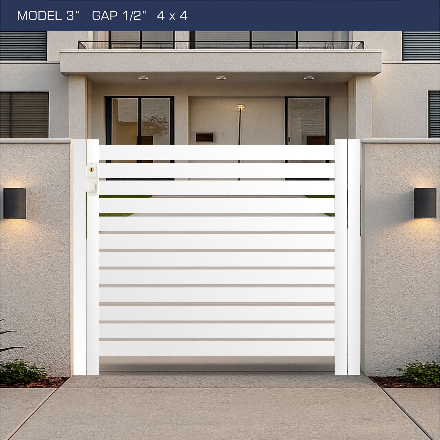 Gate - Aluminum Horizontal Fences - 3" Slat Design