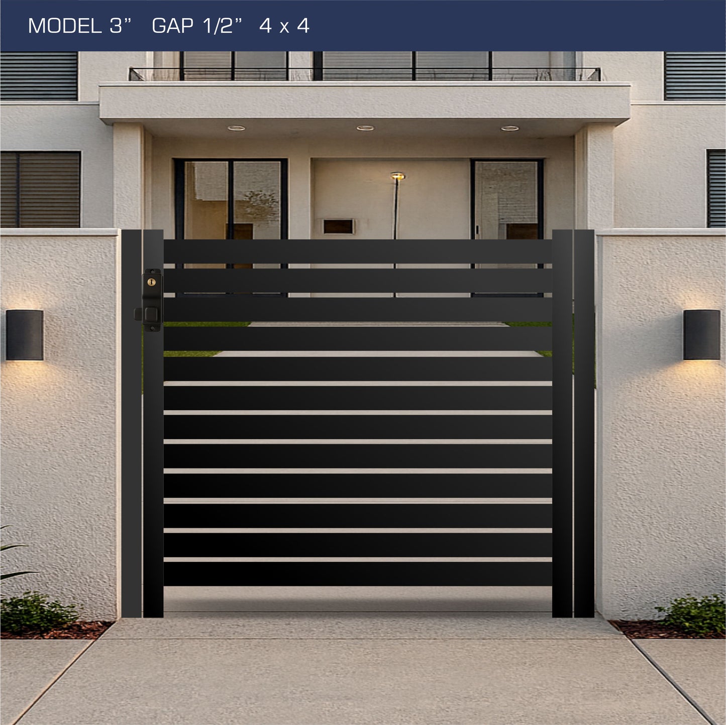 Gate - Aluminum Horizontal Fences - 3" Slat Design