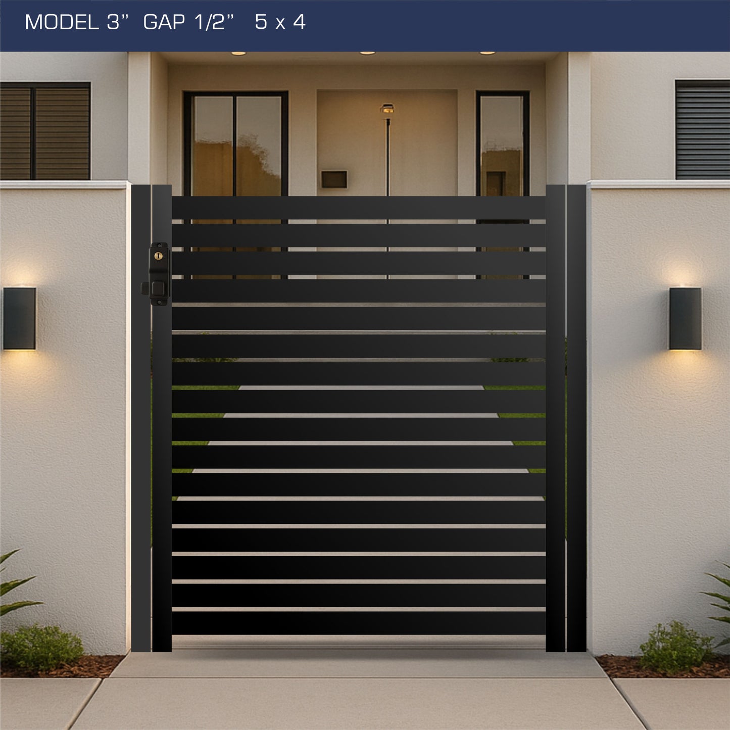 Gate - Aluminum Horizontal Fences - 3" Slat Design