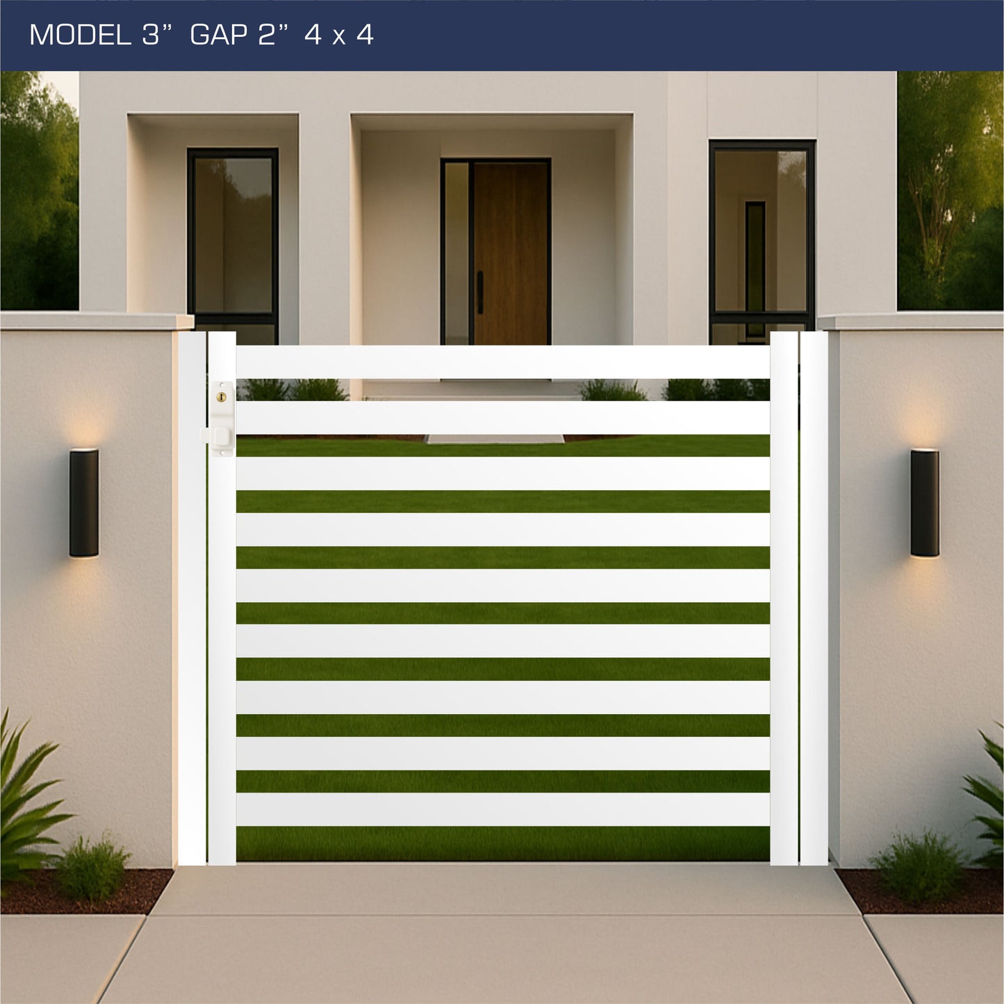 Gate - Aluminum Horizontal Fences - 3" Slat Design