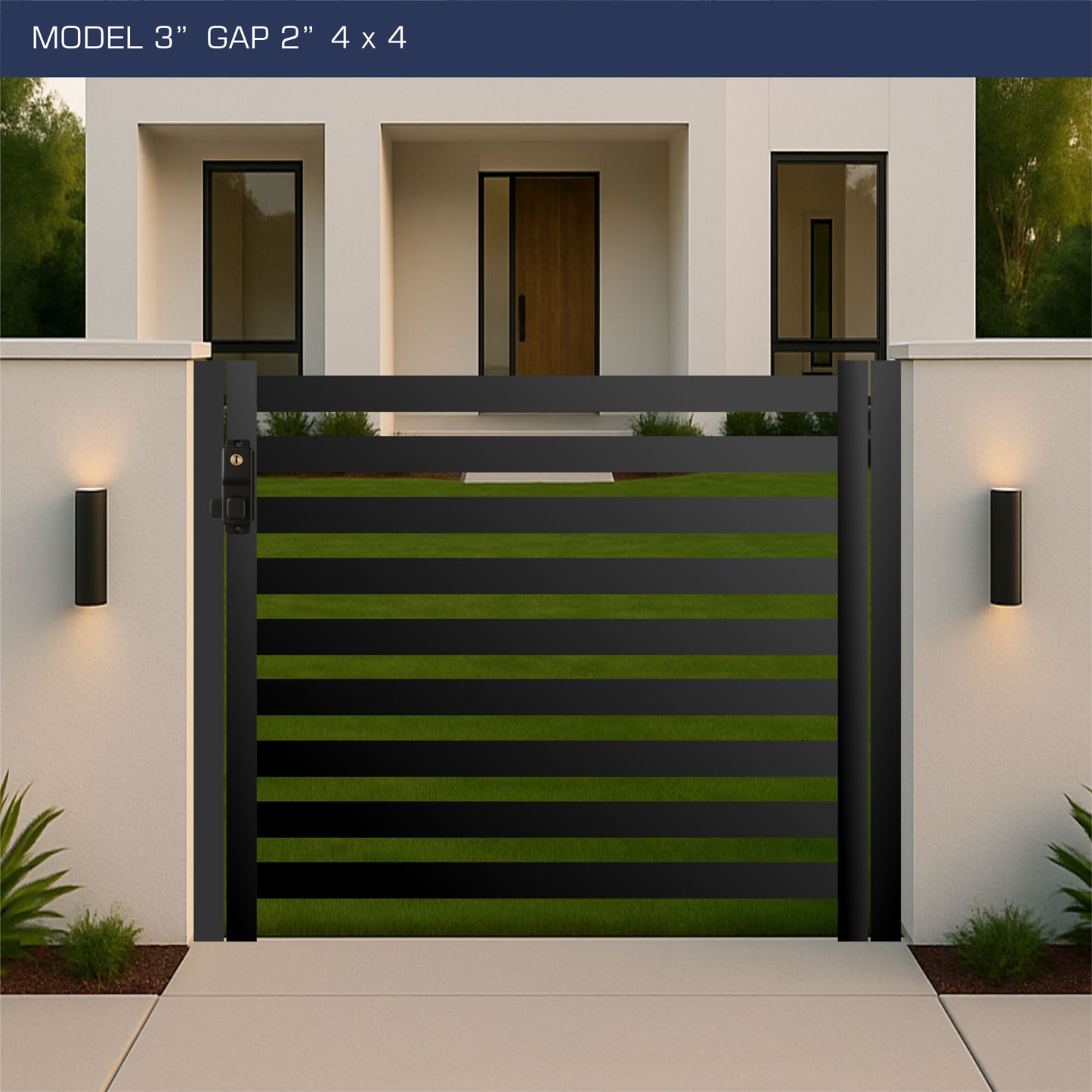 Gate - Aluminum Horizontal Fences - 3" Slat Design