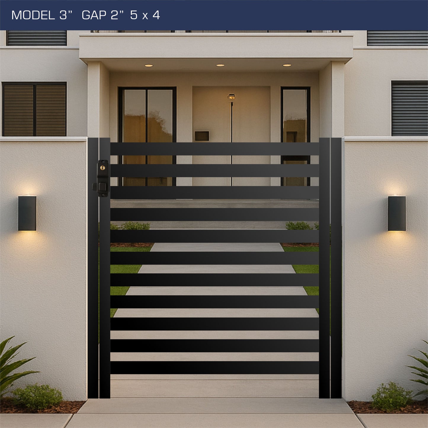 Gate - Aluminum Horizontal Fences - 3" Slat Design