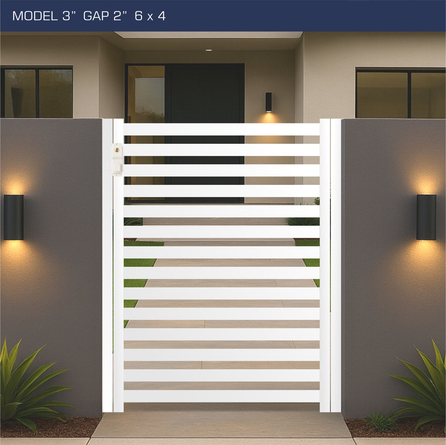 Gate - Aluminum Horizontal Fences - 3" Slat Design