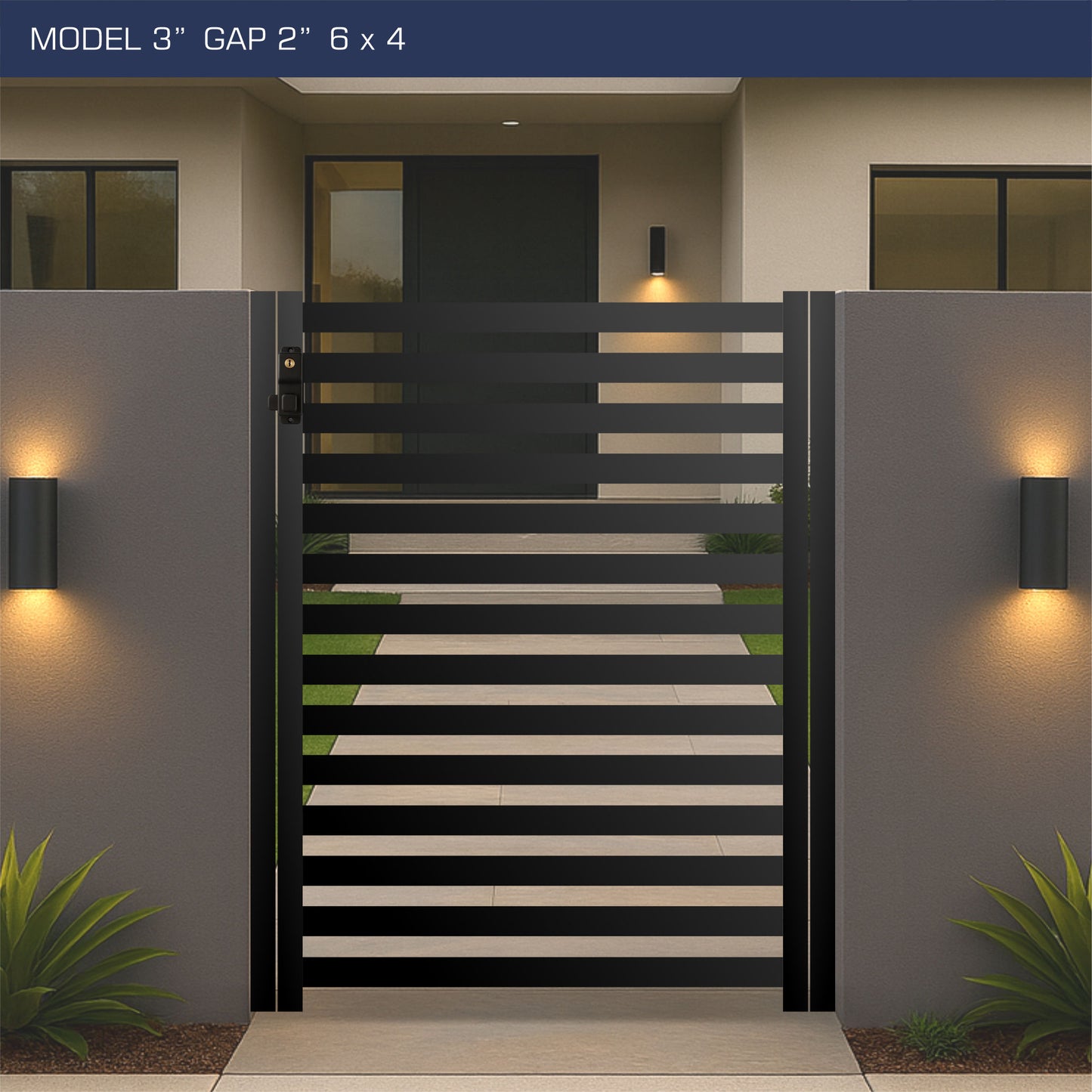 Gate - Aluminum Horizontal Fences - 3" Slat Design