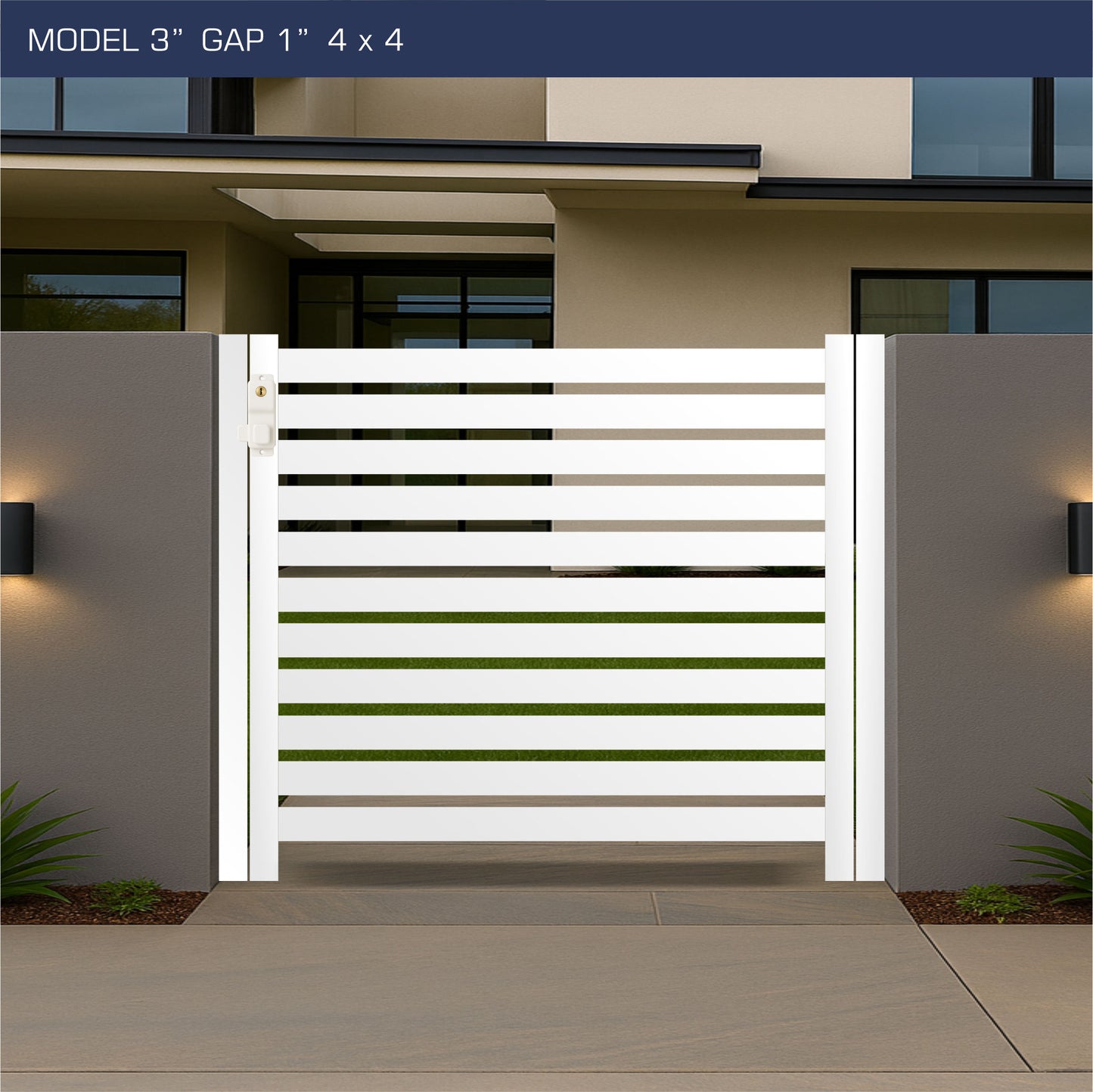Gate - Aluminum Horizontal Fences - 3" Slat Design