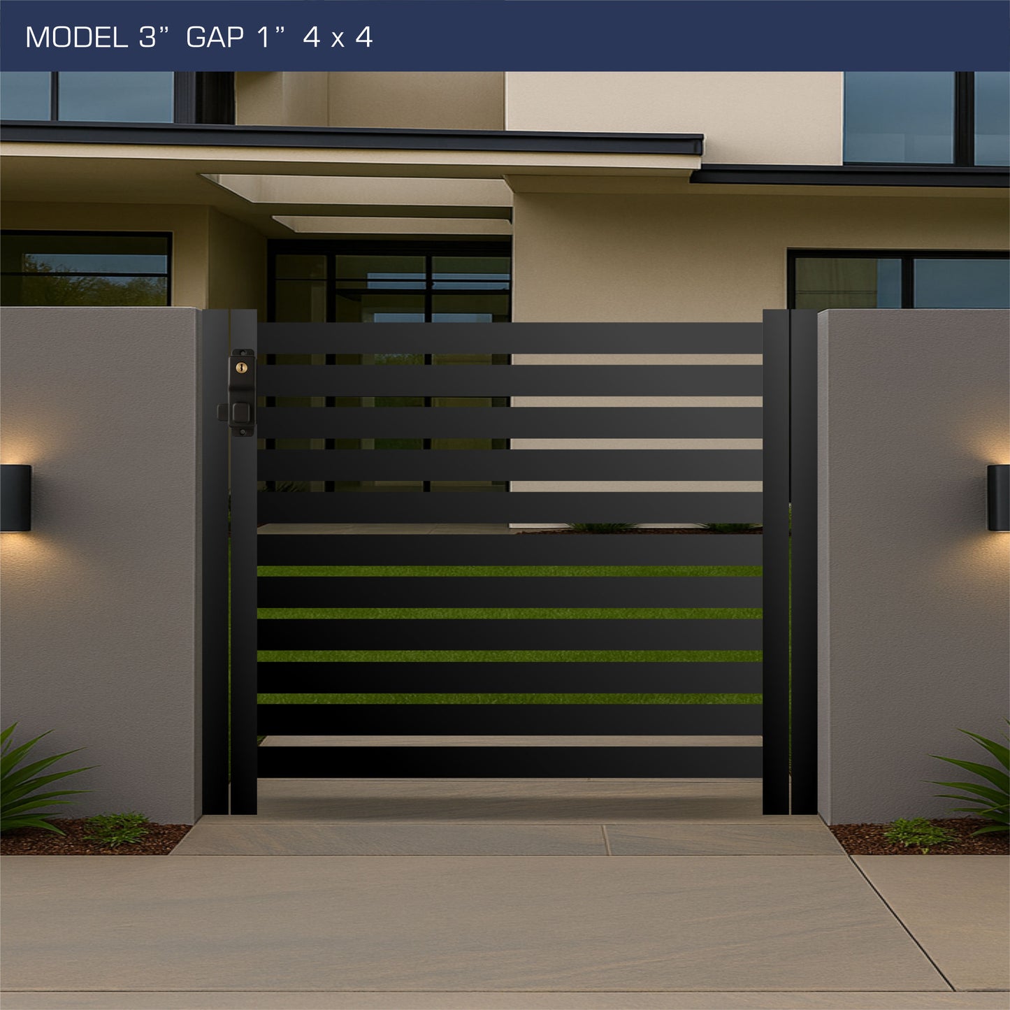 Gate - Aluminum Horizontal Fences - 3" Slat Design