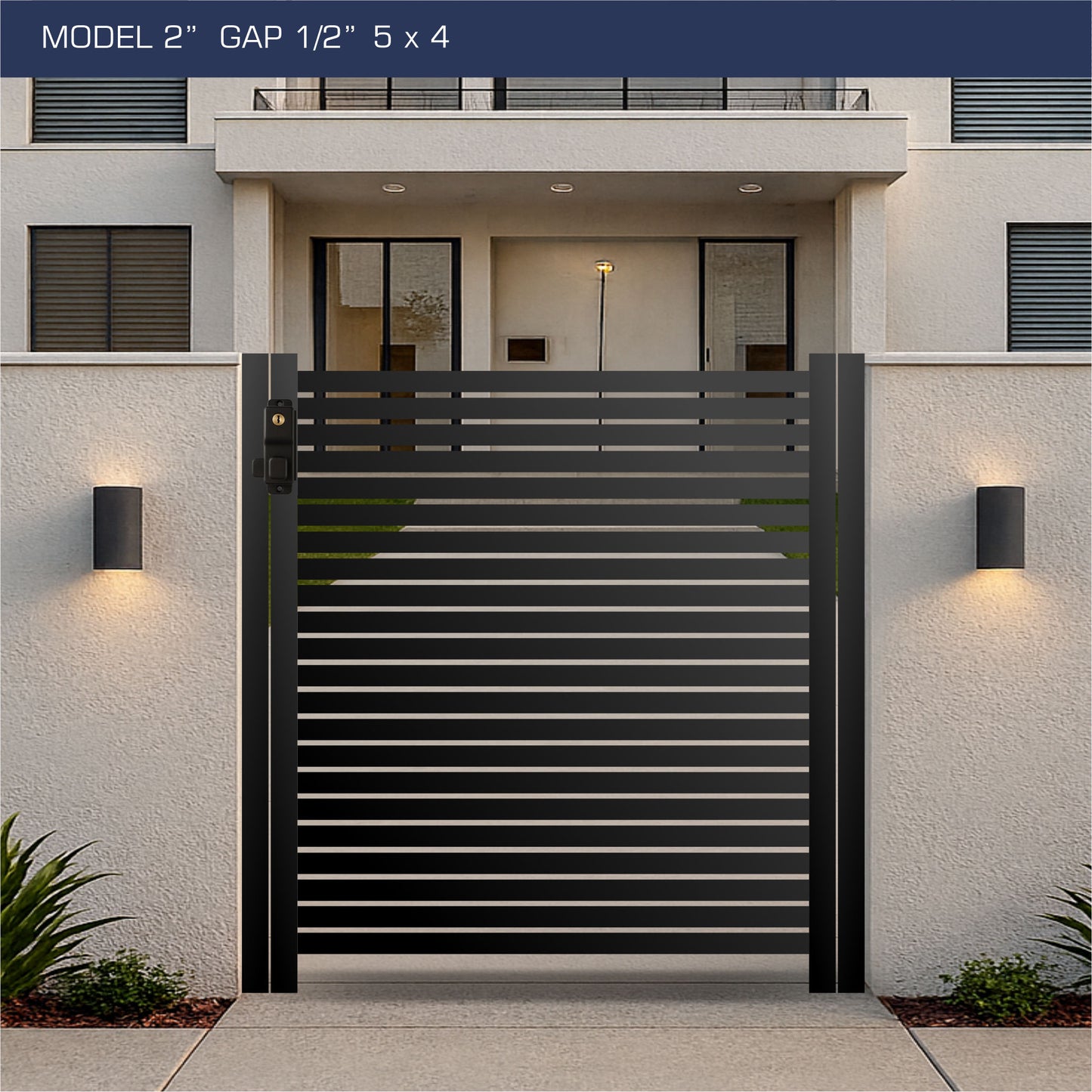 Gate - Aluminum Horizontal Fences - 2" Slat Design