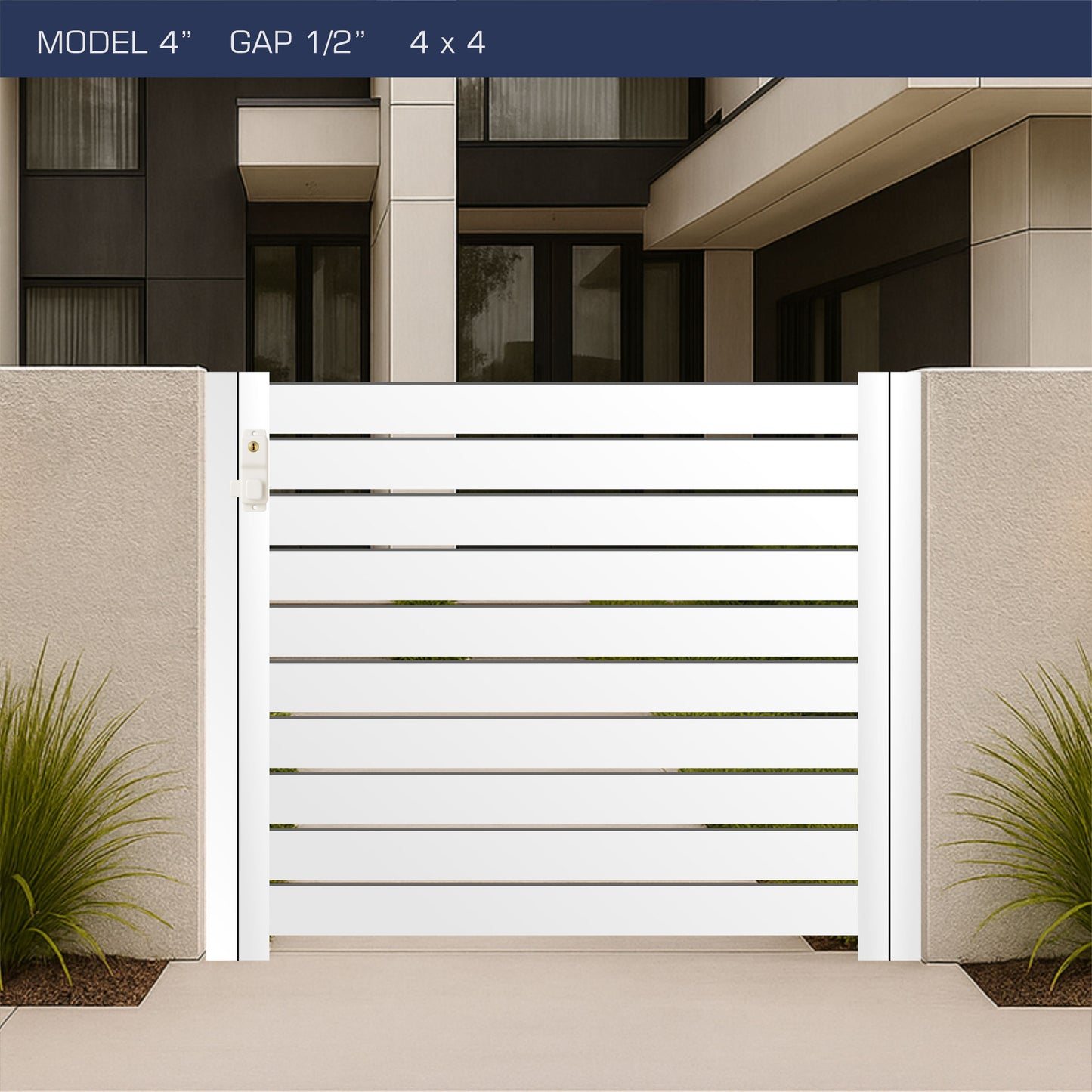 Gate - Aluminum Horizontal Fences - 4" Slat Design