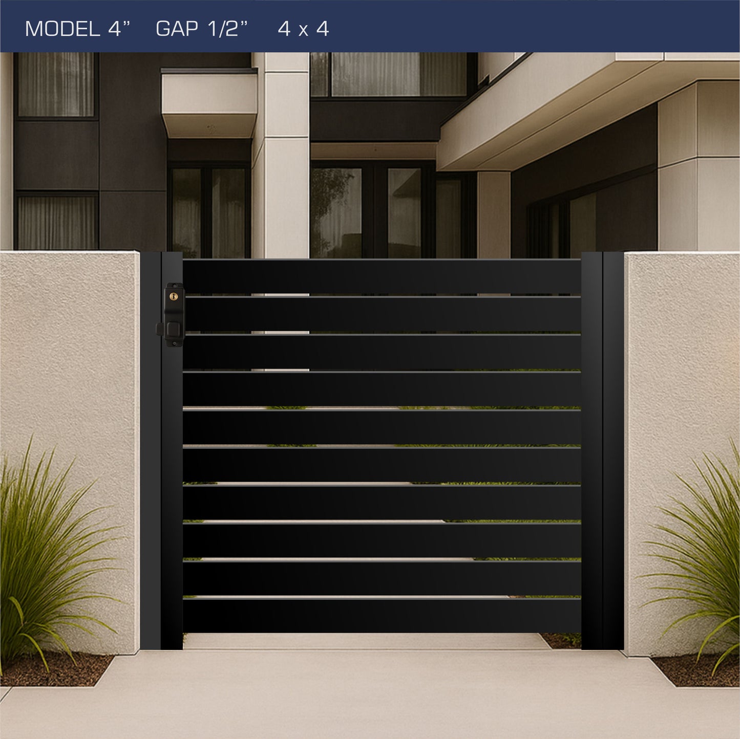 Gate - Aluminum Horizontal Fences - 4" Slat Design