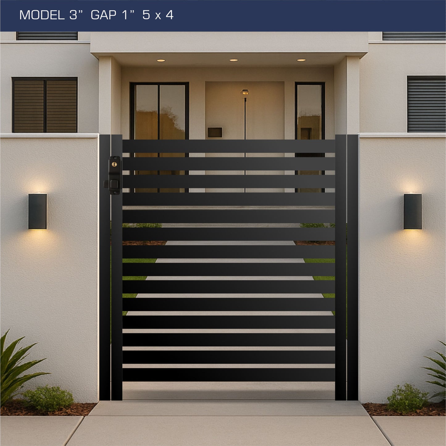 Gate - Aluminum Horizontal Fences - 2" Slat Design