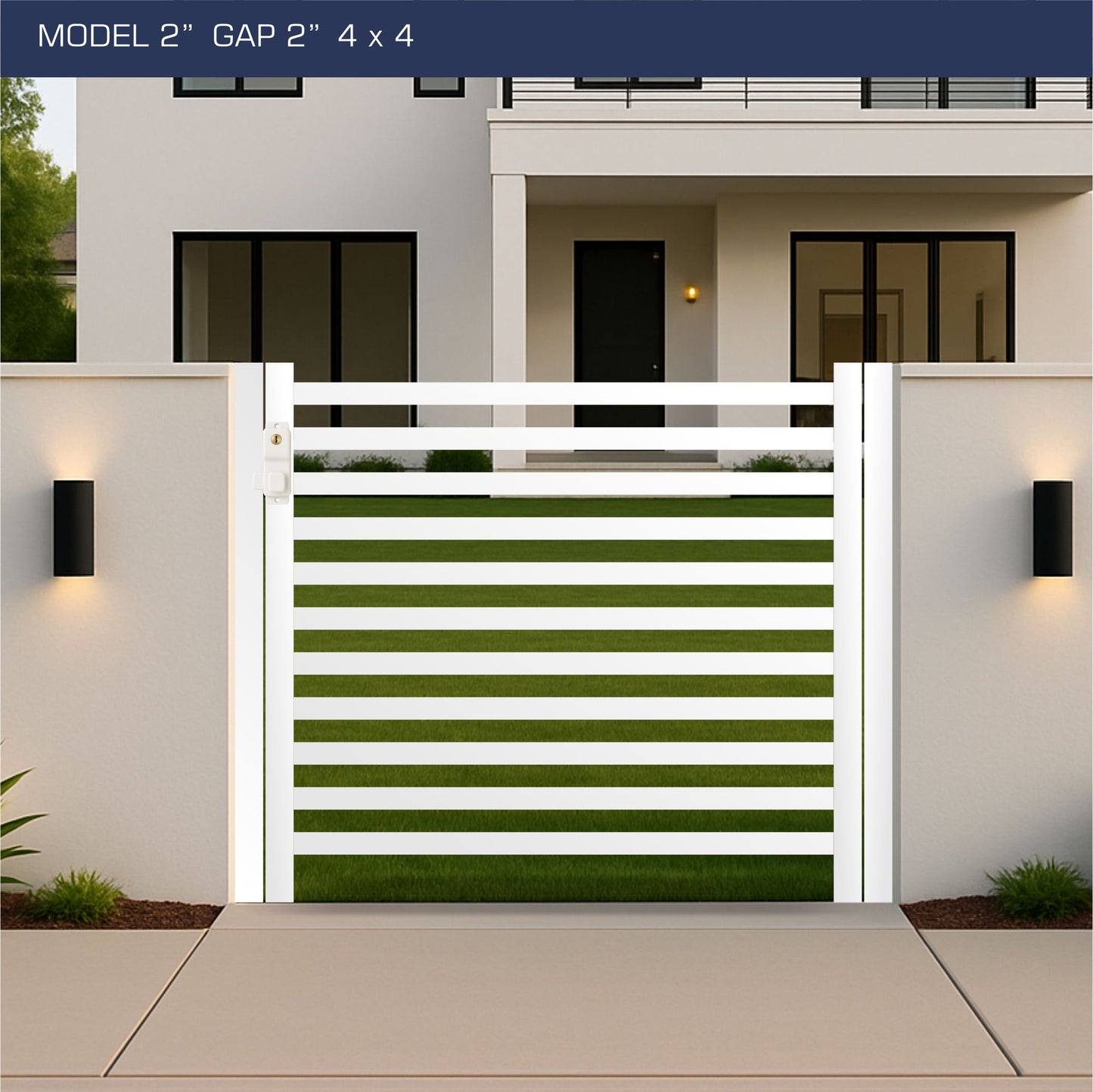 Gate - Aluminum Horizontal Fences - 2" Slat Design
