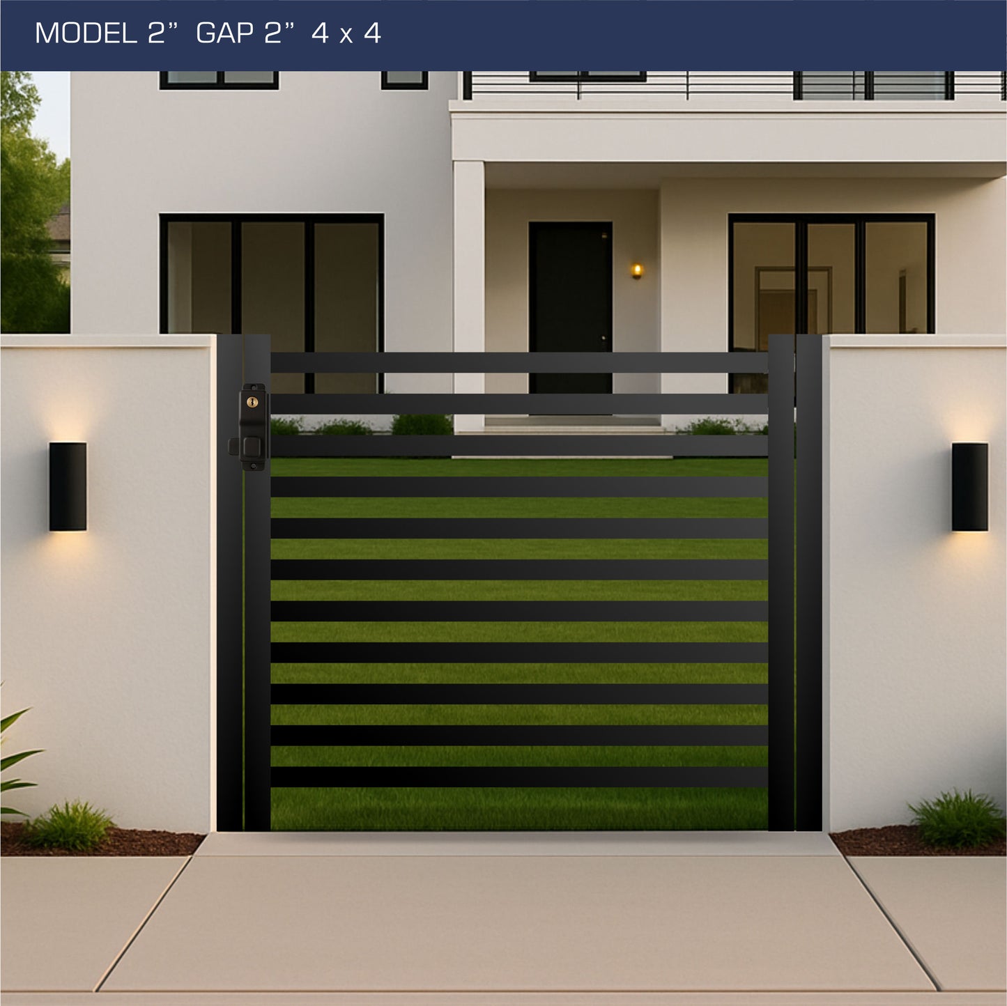 Gate - Aluminum Horizontal Fences - 2" Slat Design