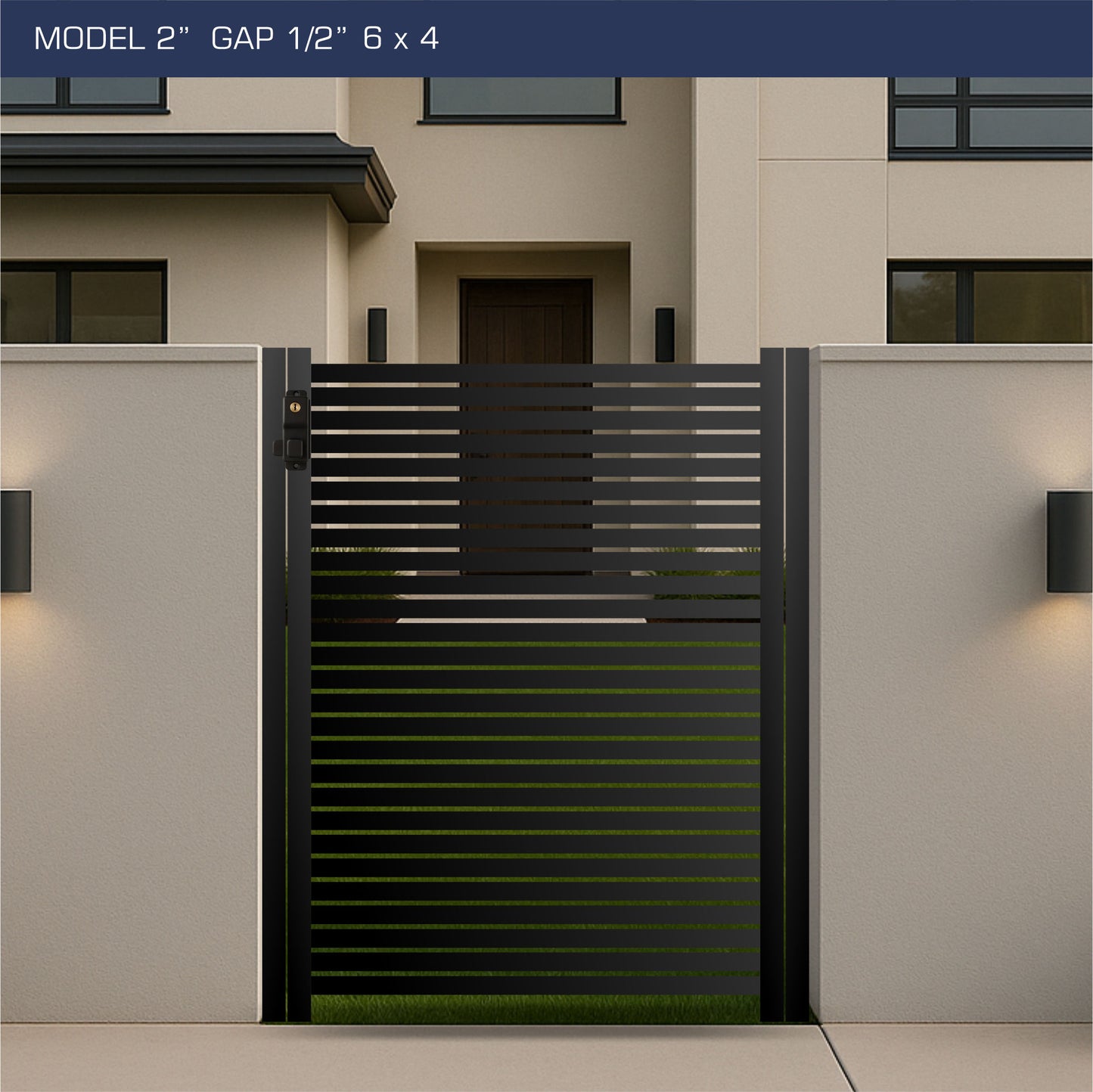 Gate - Aluminum Horizontal Fences - 2" Slat Design