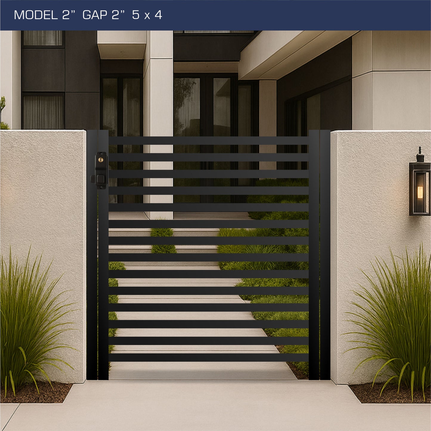 Gate - Aluminum Horizontal Fences - 2" Slat Design