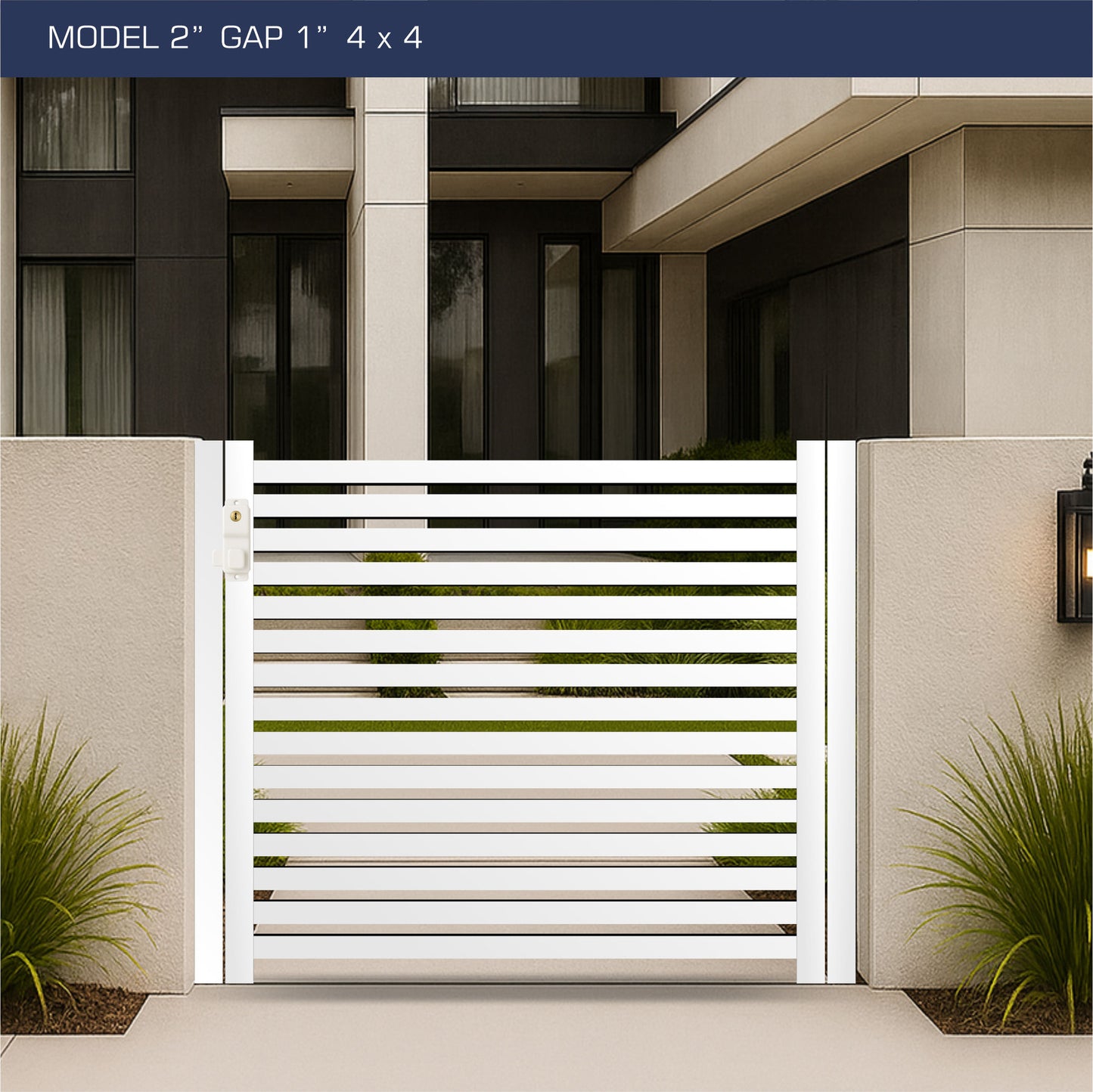 Gate - Aluminum Horizontal Fences - 2" Slat Design