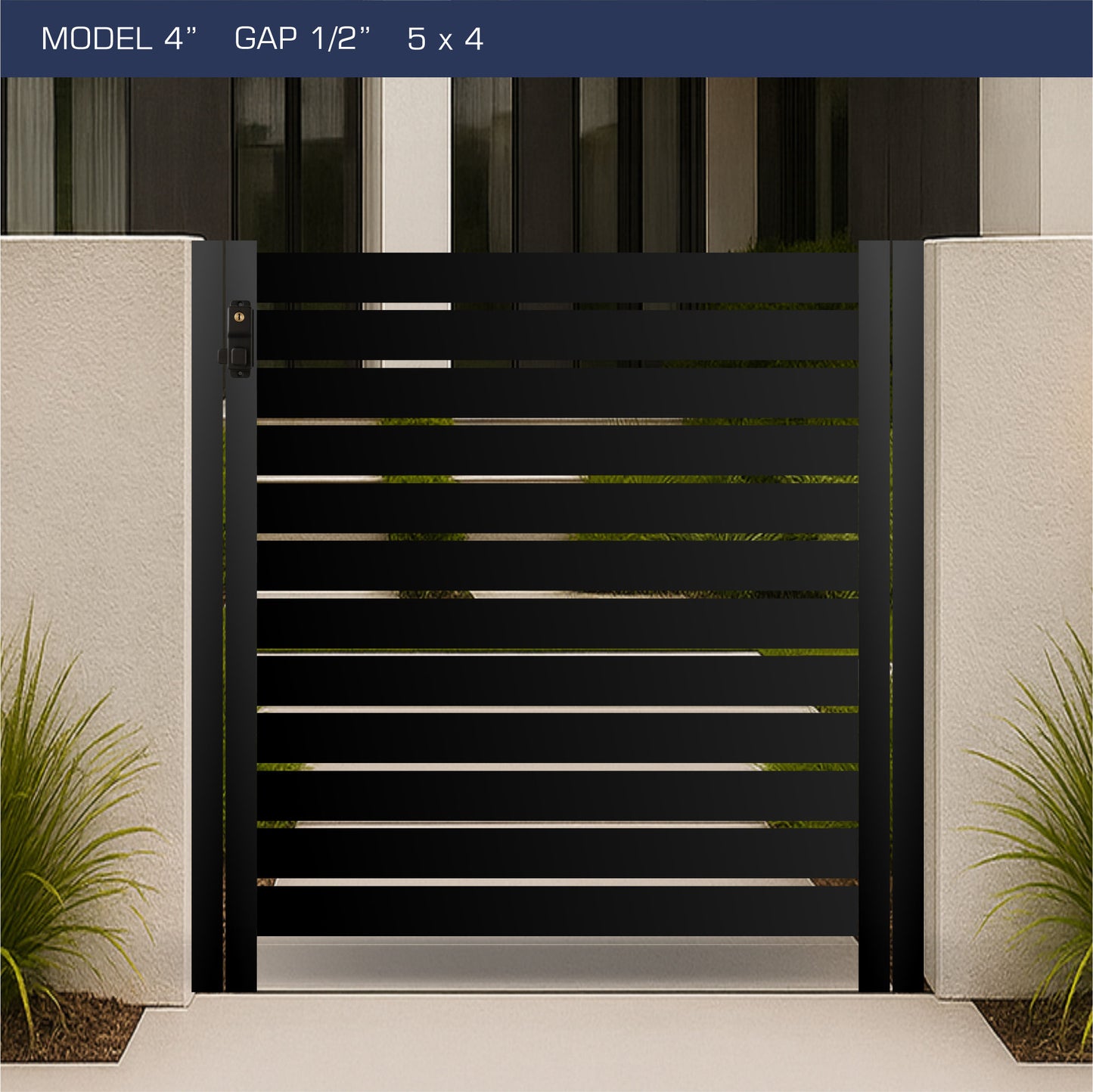 Gate - Aluminum Horizontal Fences - 4" Slat Design