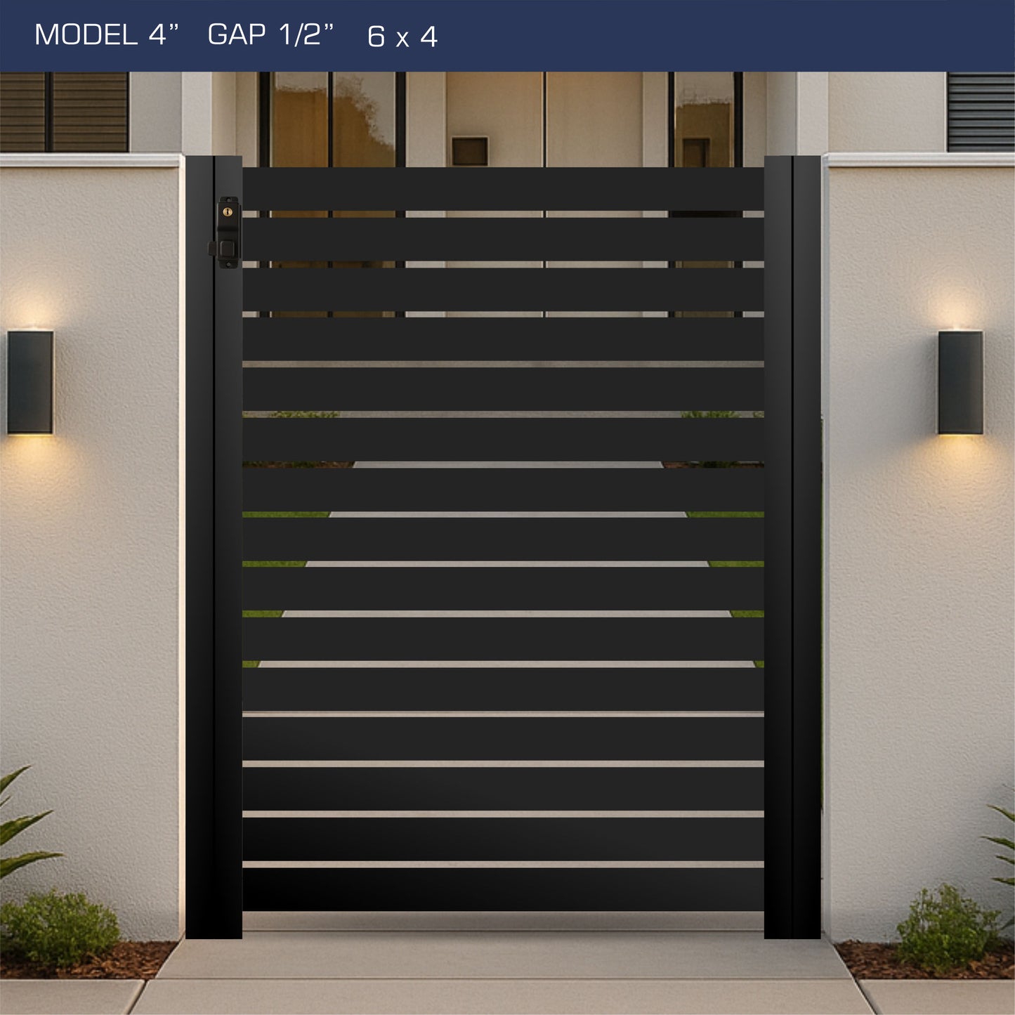 Gate - Aluminum Horizontal Fences - 4" Slat Design