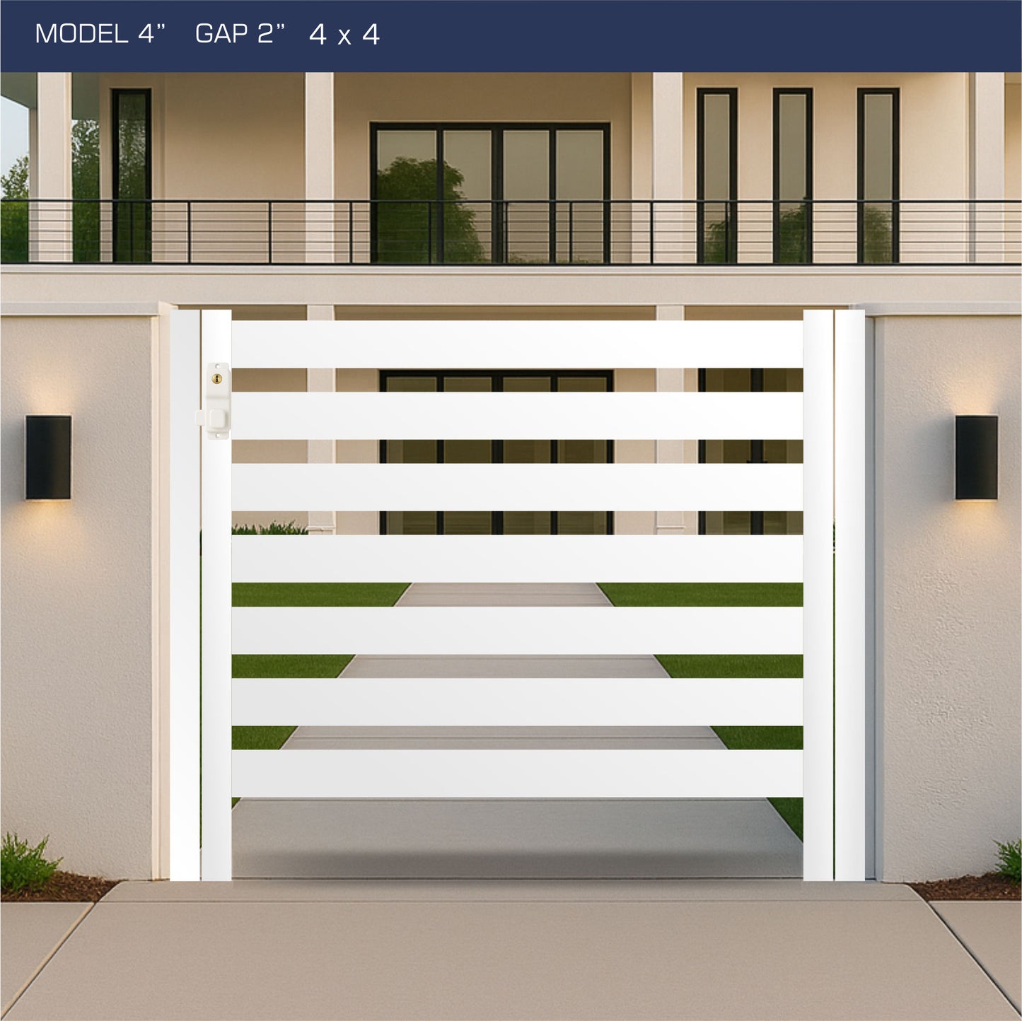 Gate - Aluminum Horizontal Fences - 4" Slat Design