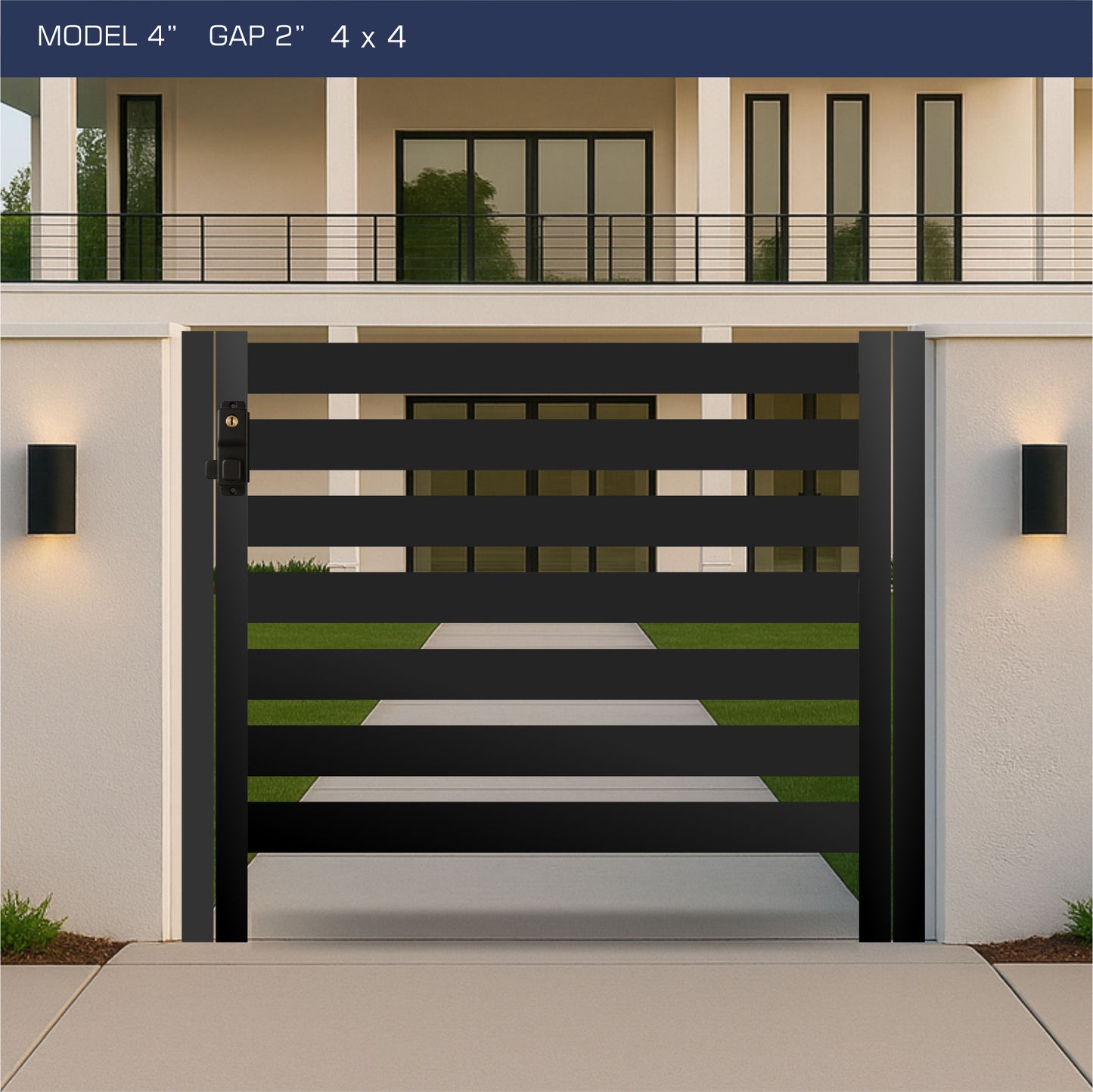Gate - Aluminum Horizontal Fences - 4" Slat Design