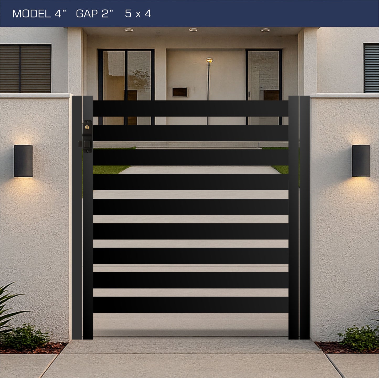 Gate - Aluminum Horizontal Fences - 4" Slat Design