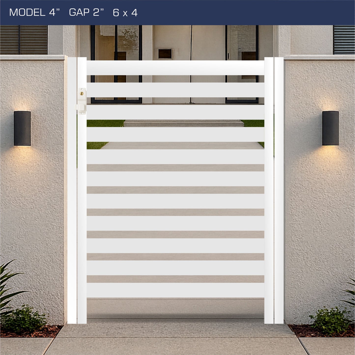 Gate - Aluminum Horizontal Fences - 4" Slat Design