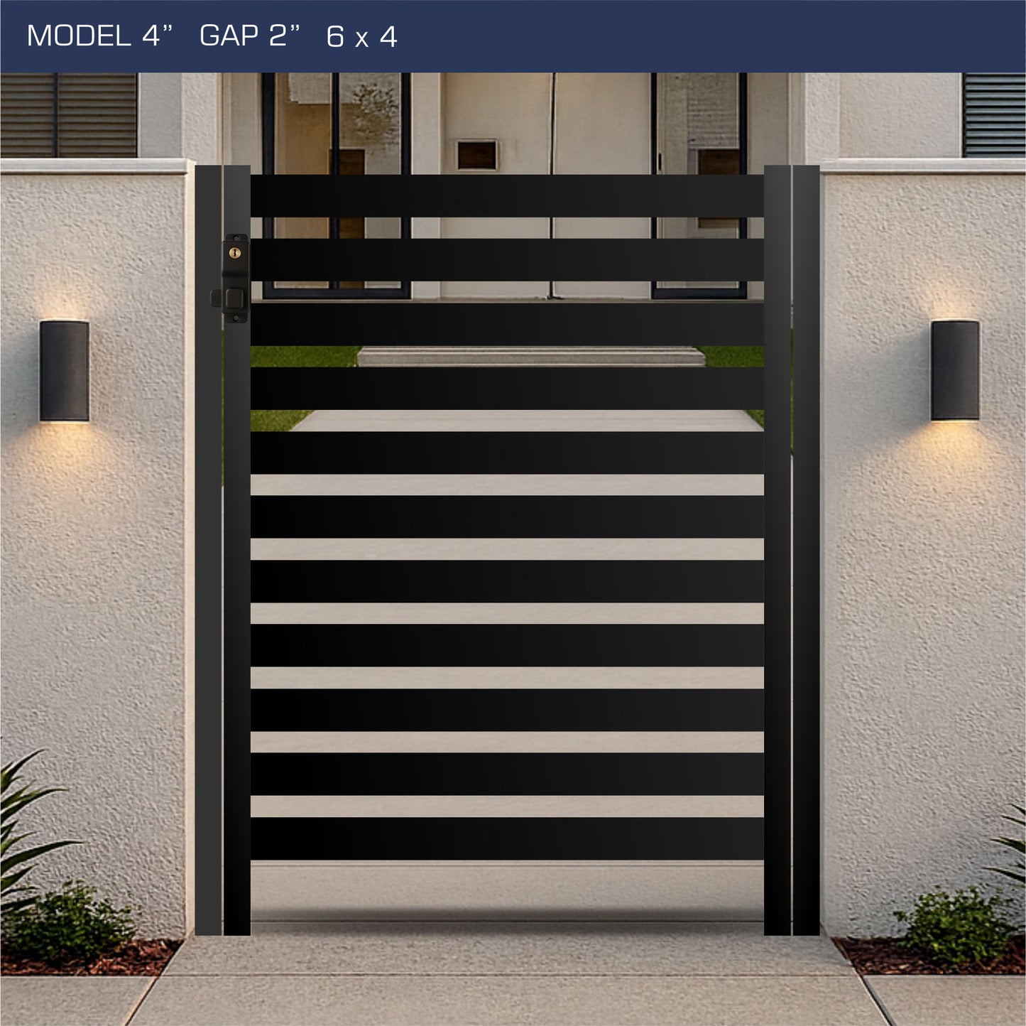 Gate - Aluminum Horizontal Fences - 4" Slat Design