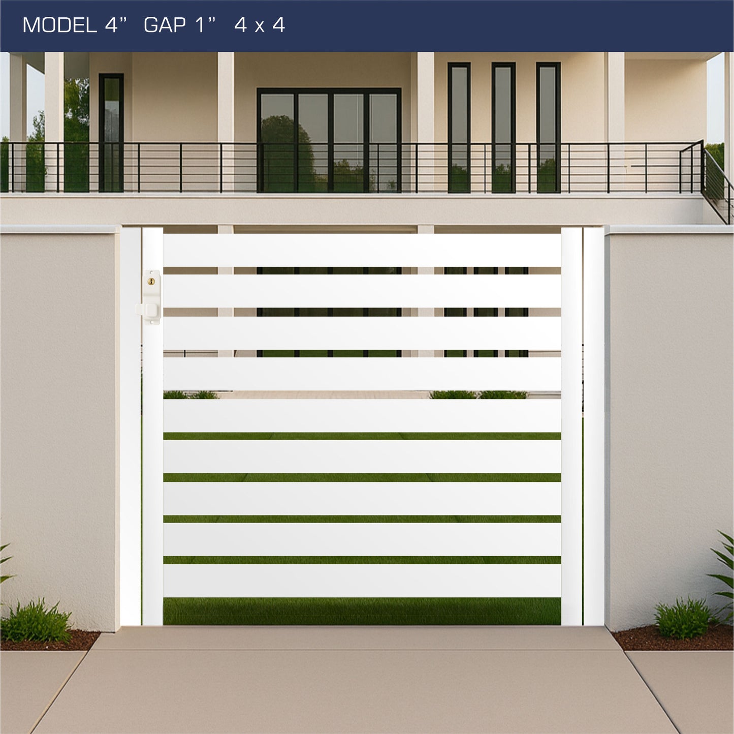 Gate - Aluminum Horizontal Fences - 4" Slat Design